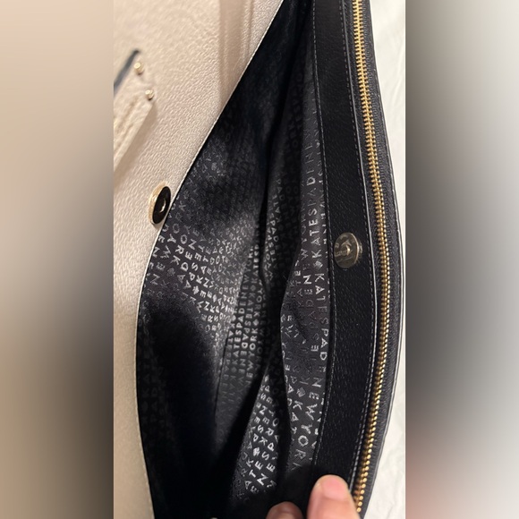 EUC Kate Spade Grove Street Maeve Black and Off-White Pebbled Leather Tote Bag - Picture 8 of 9